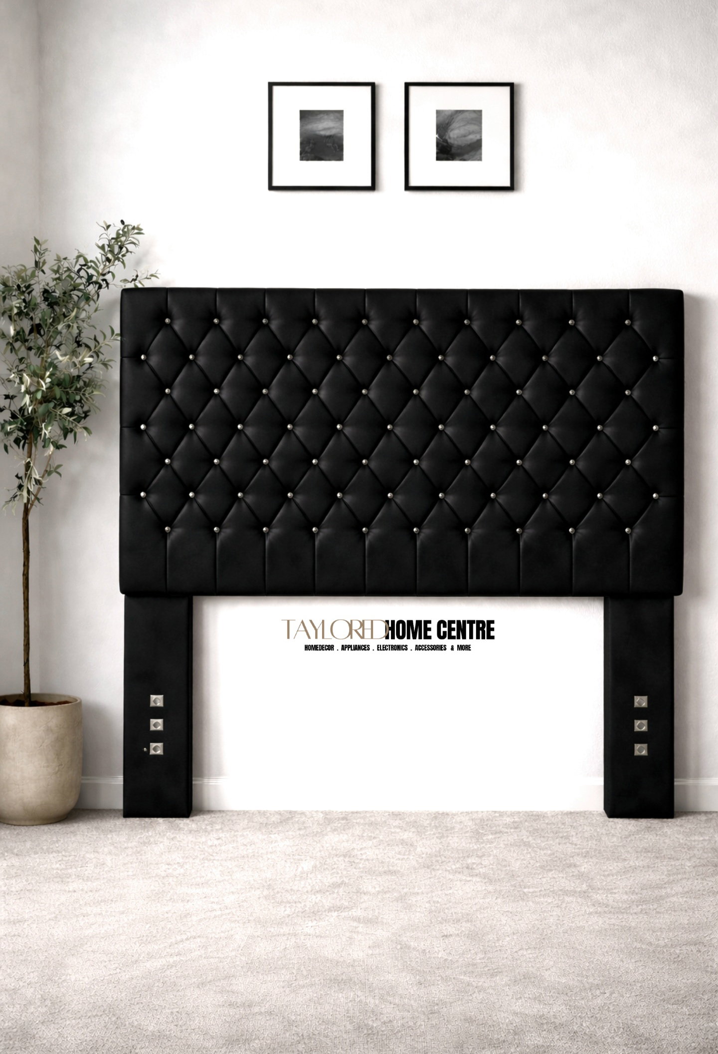 Upposted Headboard Size KING & QUEEN (Available In Black, White, Grey & Brown_1