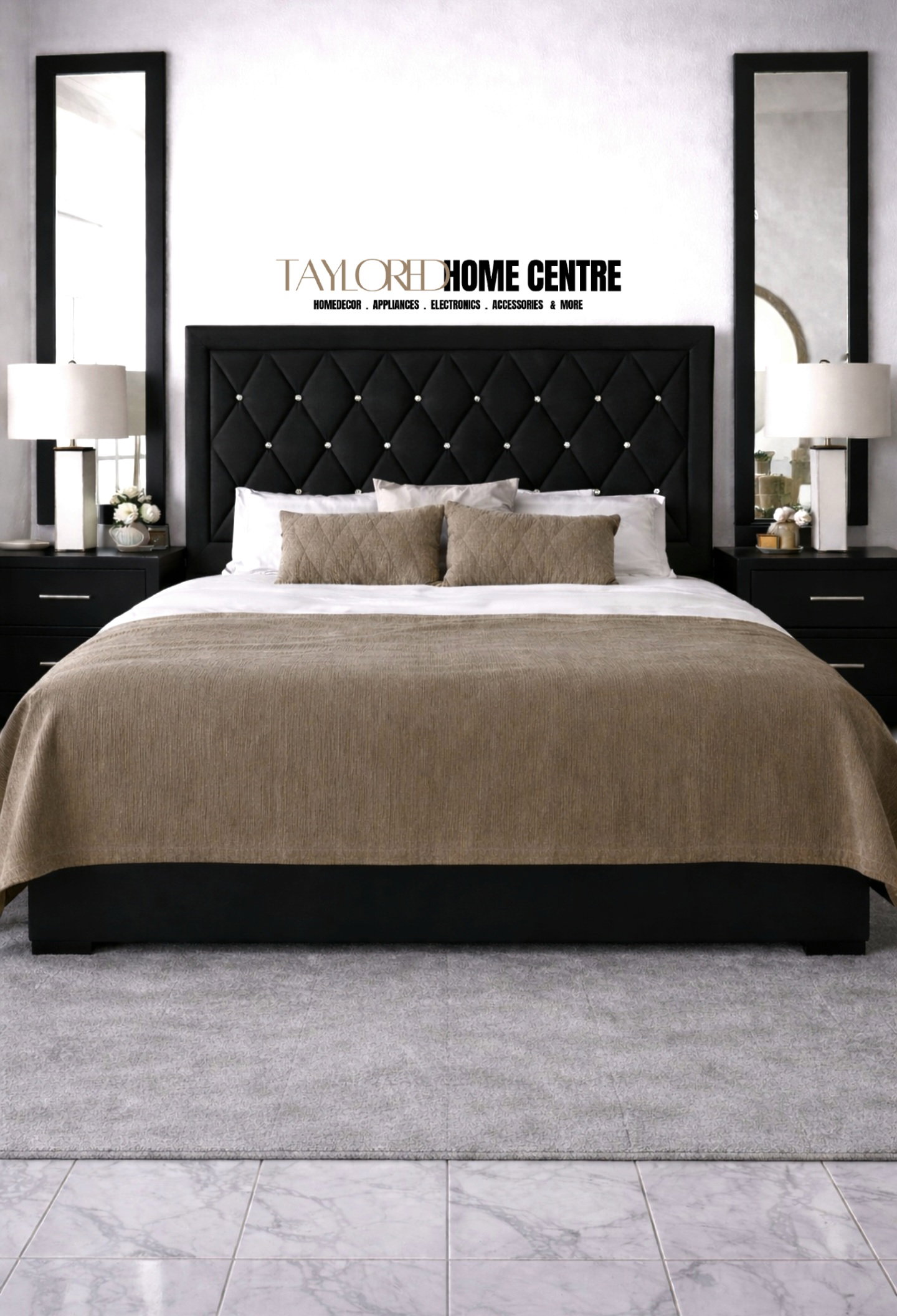 Upposted Headboard  Size KING  (Available In Black, Grey & Brown_2