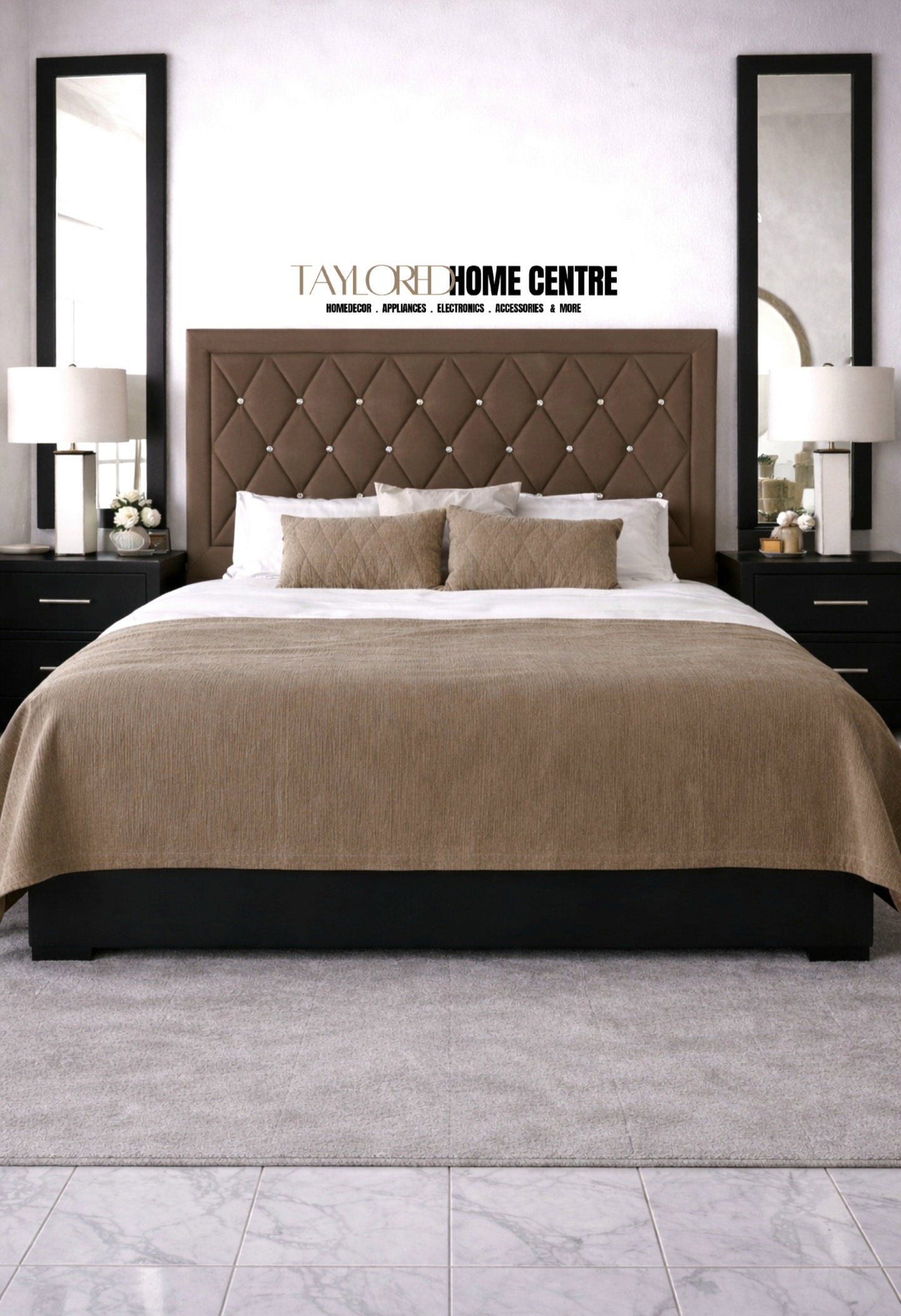Upposted Headboard  Size KING  (Available In Black, Grey & Brown_3