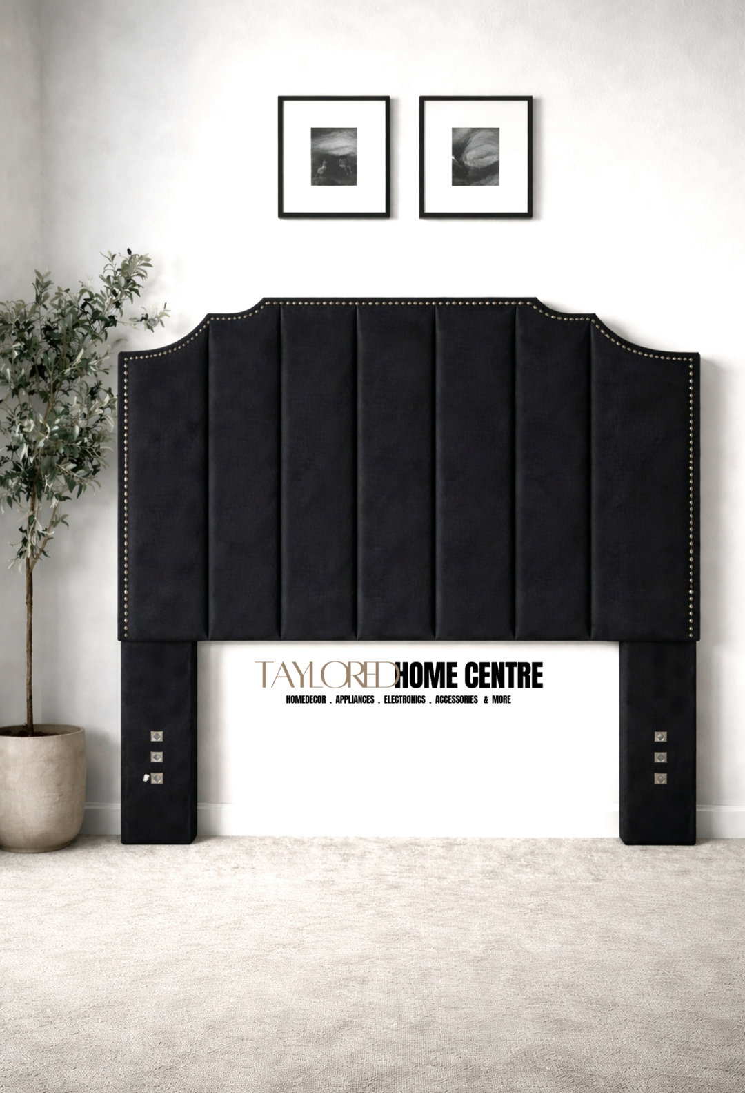 Upposted Headboard Black Colour Size KING
