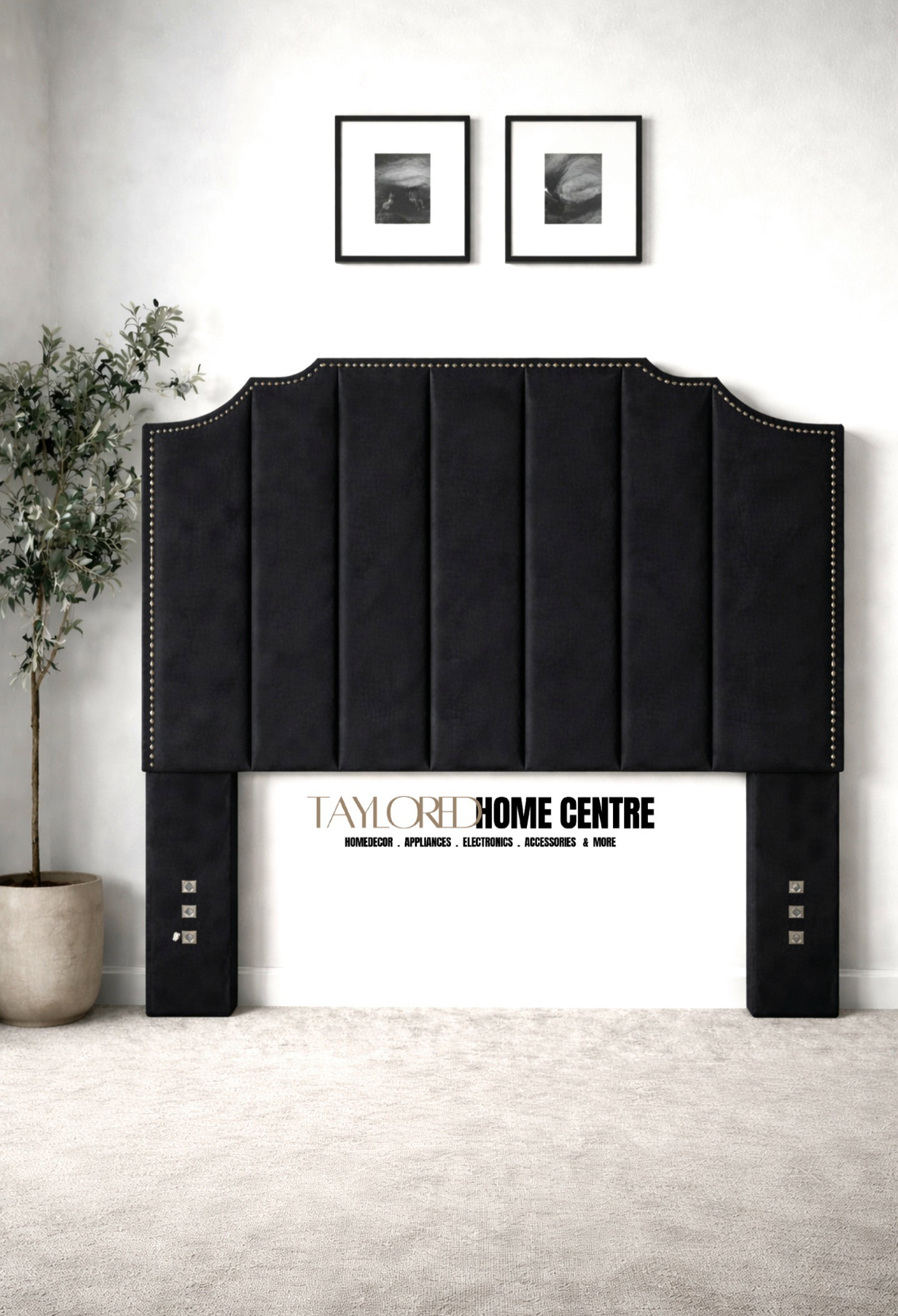 Upposted Headboard Black Colour Size KING_0