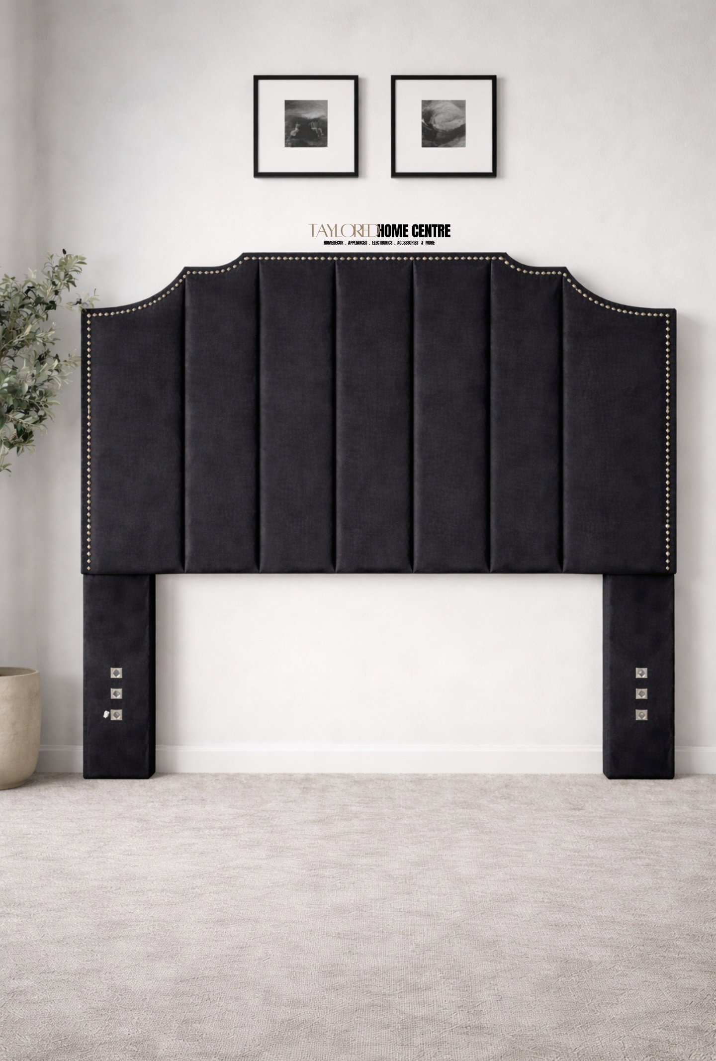 Upposted Headboard Black Colour Size KING_4