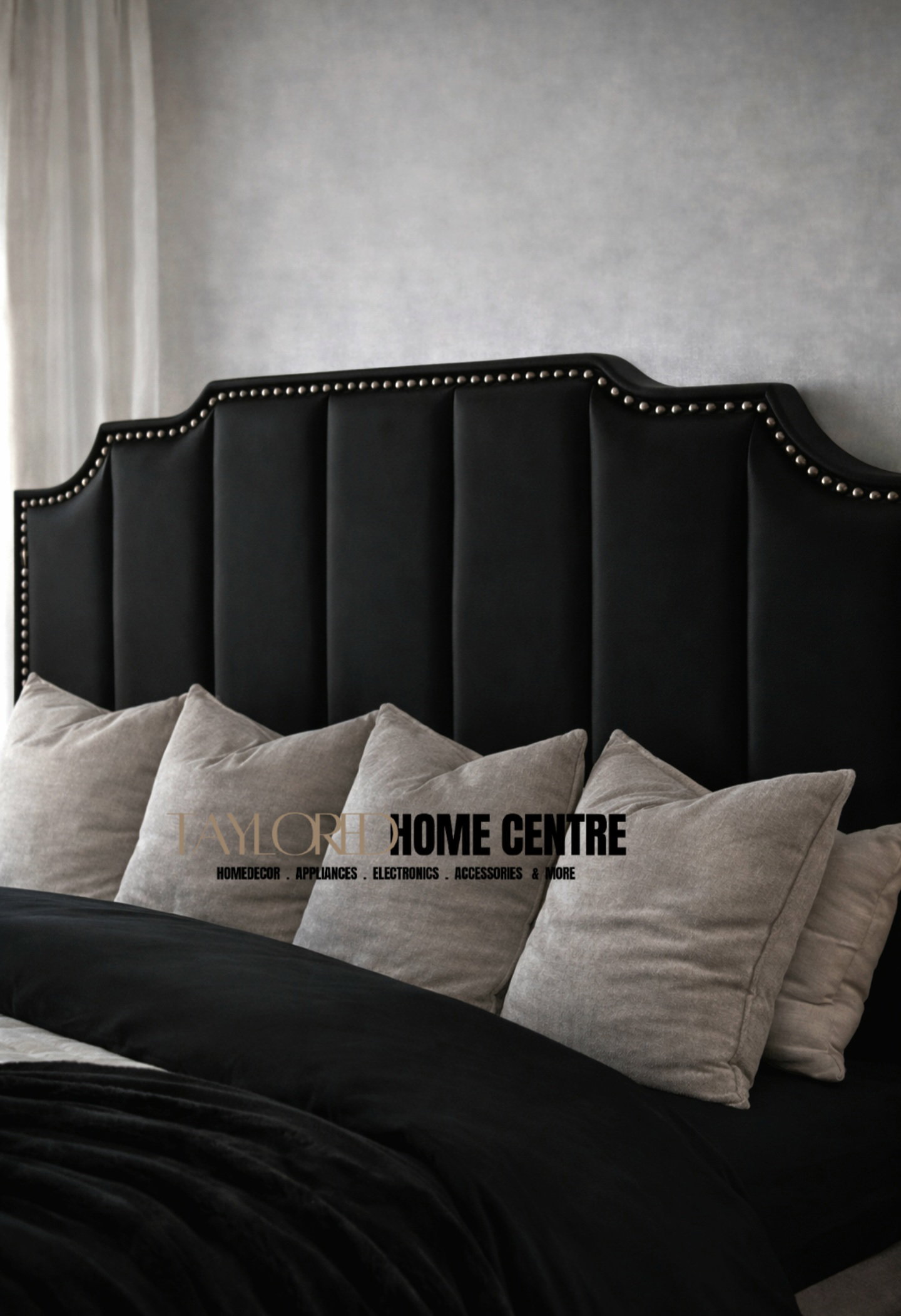 Upposted Headboard Black Colour Size KING_3