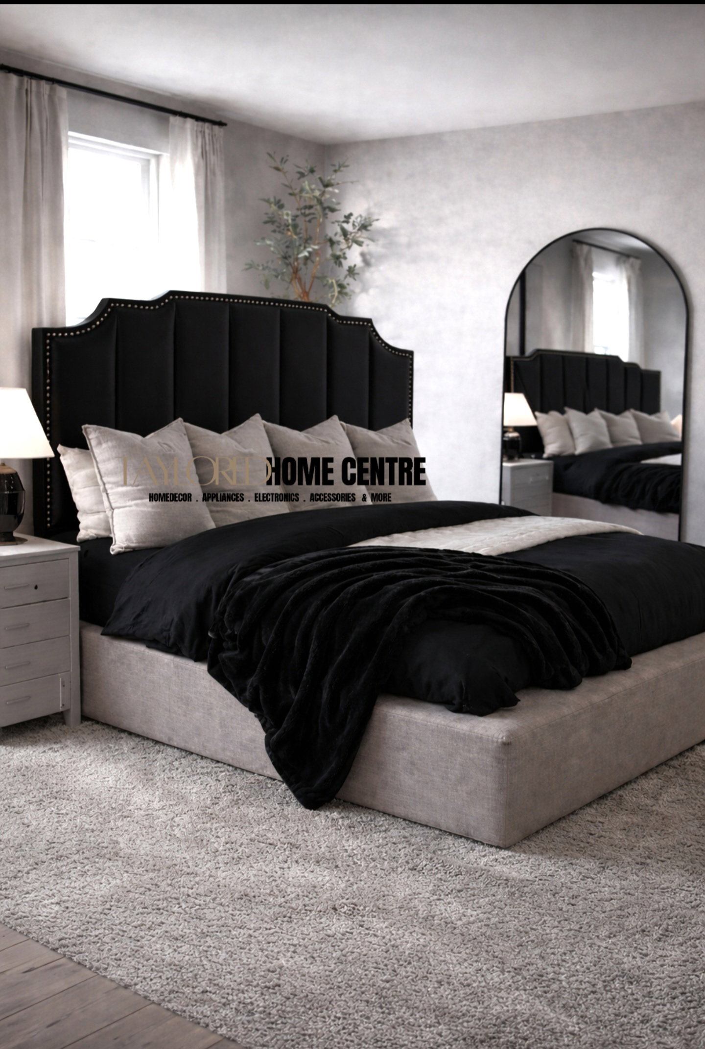 Upposted Headboard Black Colour Size KING_1
