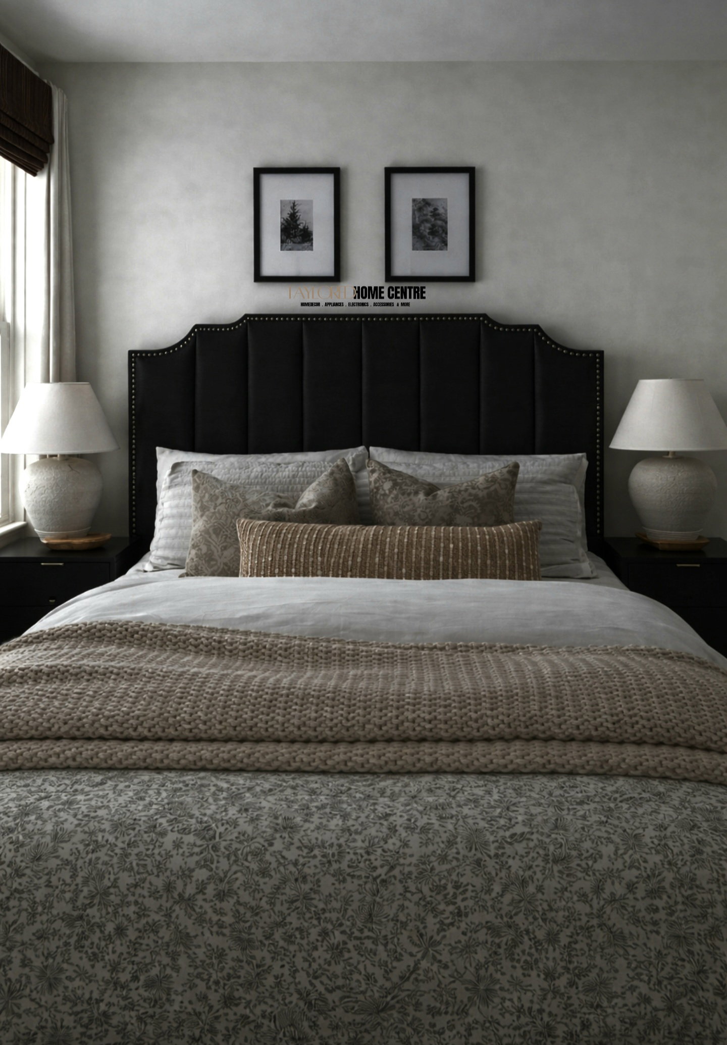Upposted Headboard Black Colour Size KING_2