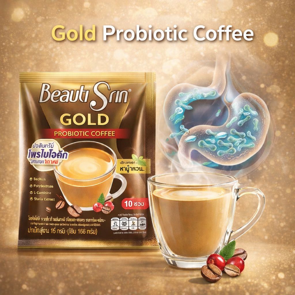 قهوة ذهبية بالباكتيريا النافعة محلاة بالستيفيا  
 BeautiSrin Gold Probiotic Coffee_0