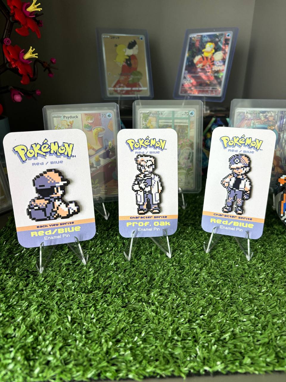 Enamel Pin Set of 3 [RED/BLUE Battle, Prof Oak, RED/BLUE Front View]_0