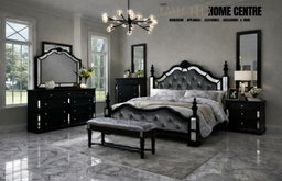 Furniture of America Viktoria Traditional Wood King & Queen Poster Bed in Black & Grey