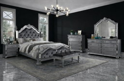 Furniture of America Viktoria Traditional Wood King & Queen Poster Bed in Black & Grey