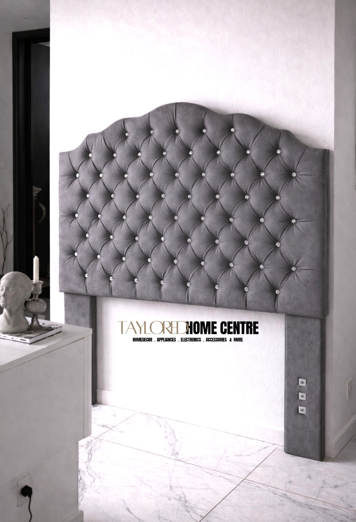 Upposted Headboard  Size King (Available In Black, Silver, Cream_3