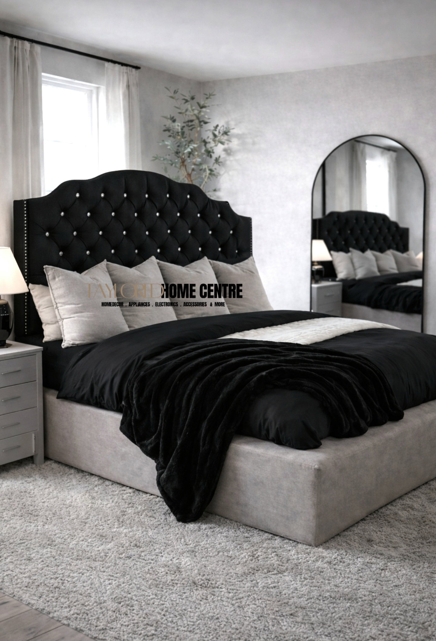 Upposted Headboard  Size King (Available In Black, Silver, Cream