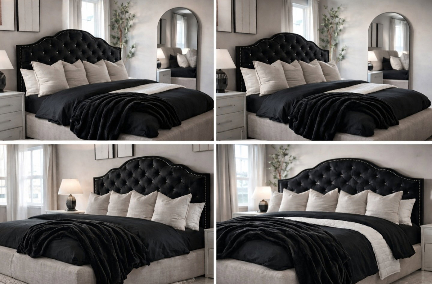 Upposted Headboard  Size King (Available In Black, Silver, Cream_8