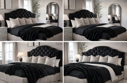 Upposted Headboard  Size King (Available In Black, Silver, Cream