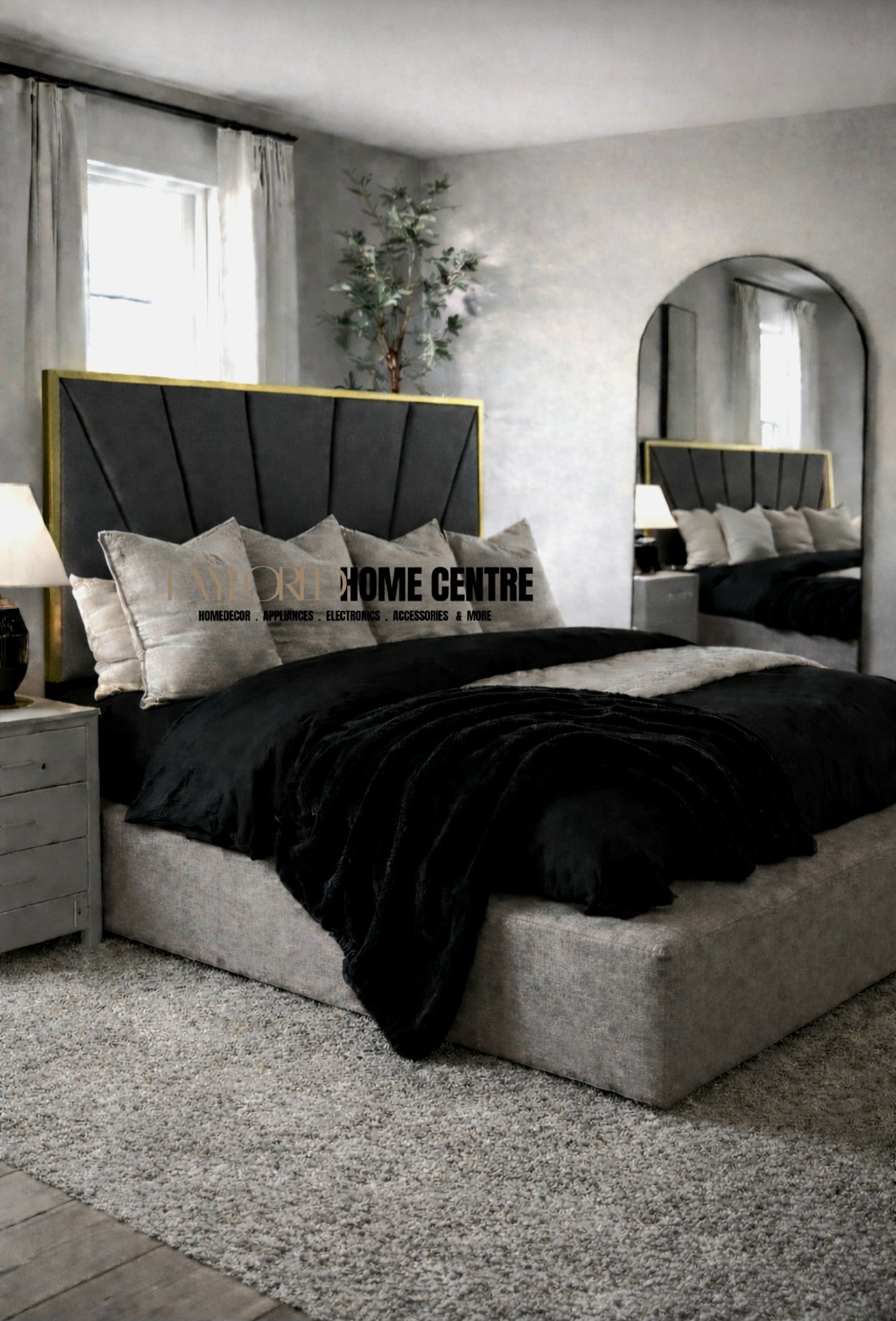 Upposted Headboard Size King (Available In Black, Brown & Grey_2