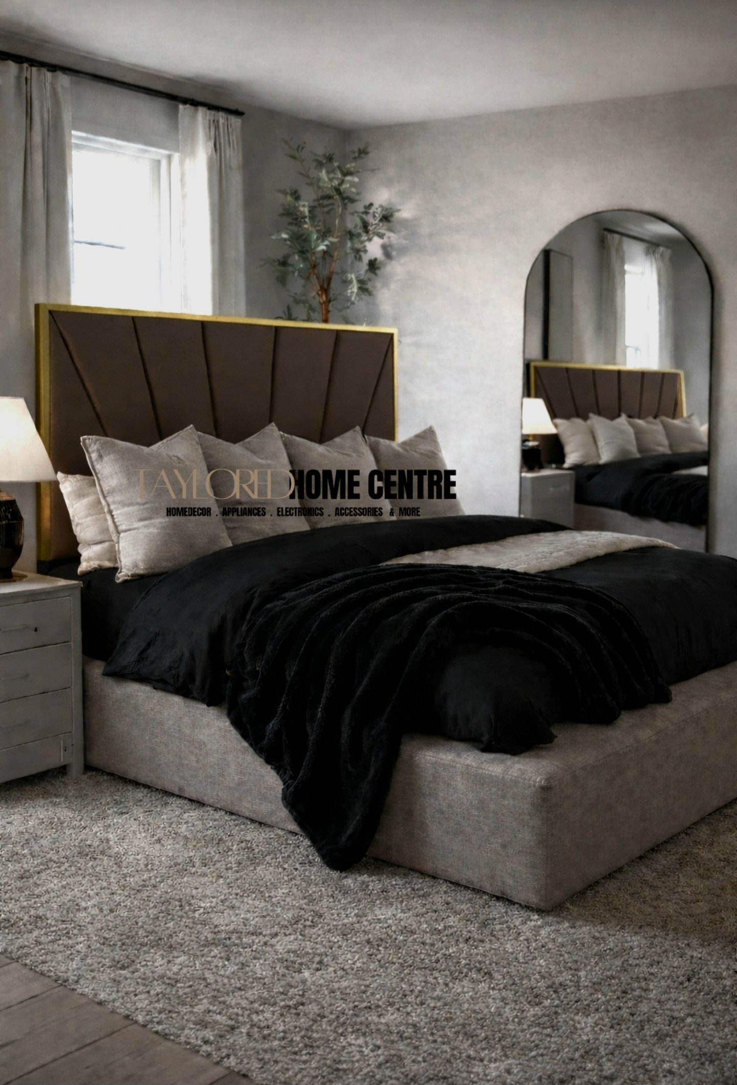 Upposted Headboard Size King (Available In Black, Brown & Grey_3