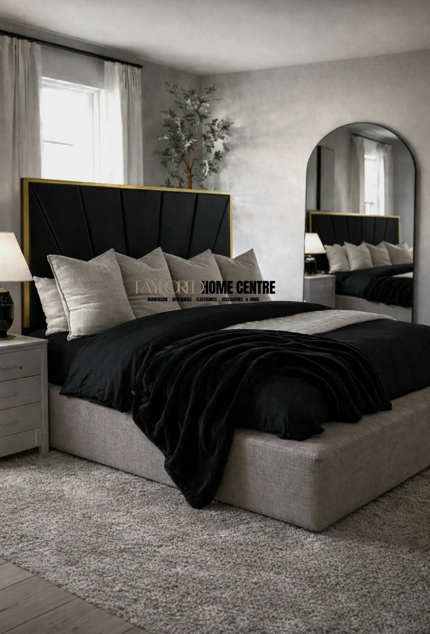 Upposted Headboard Size King (Available In Black, Brown & Grey_0