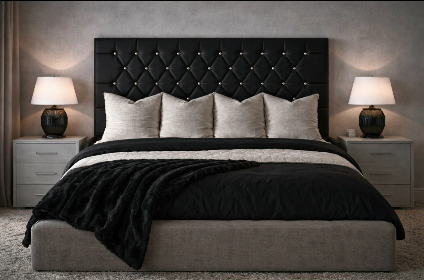 Upposted Headboard Size King & Queen (Available In Black, Grey & White_1