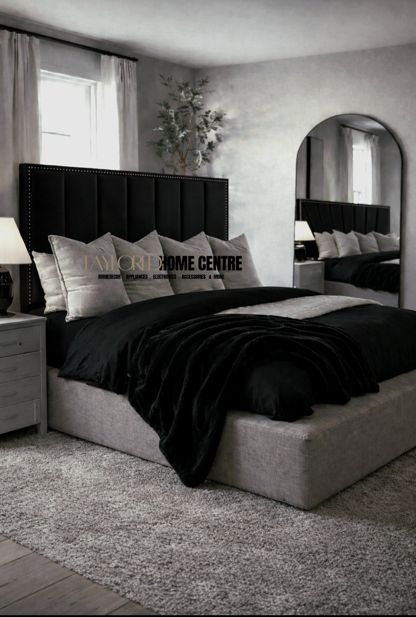 Upposted Headboard Size King & Queen (Available In Black, Grey & White