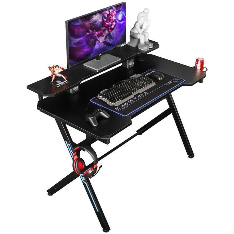 VX Gaming Donahue Gaming Desk - Black with Headphone Hook