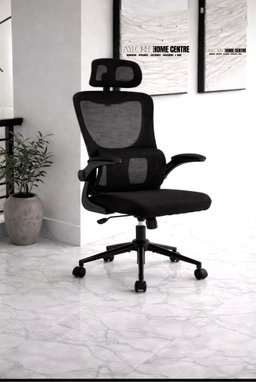 Mesh Computer Chair, Ergonomic Office Chair, Home Office Desk Chair, High Back Swivel Task Chair with Lumbar Support, Adjustable Height, Armrest & Headrest, Black (Black)