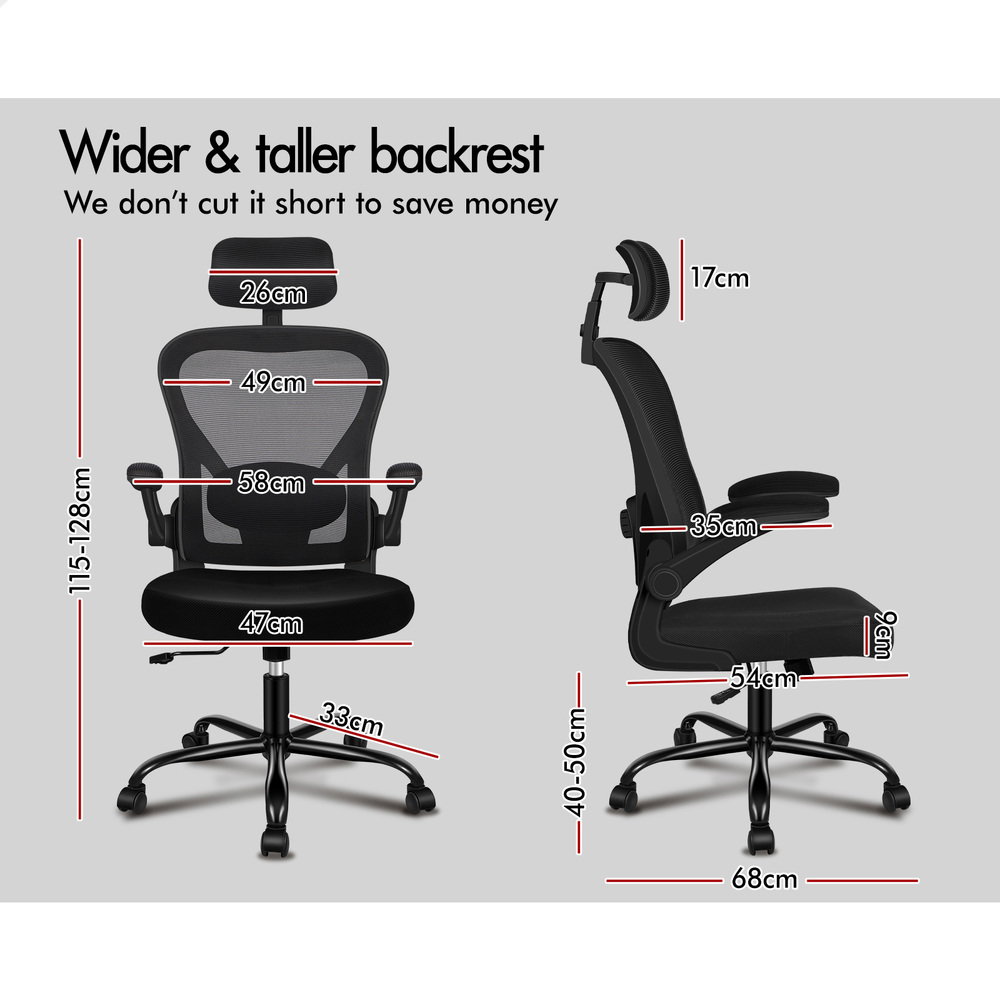 ALFORDSON Mesh Office Chair Executive Fabric Tilt Black_1