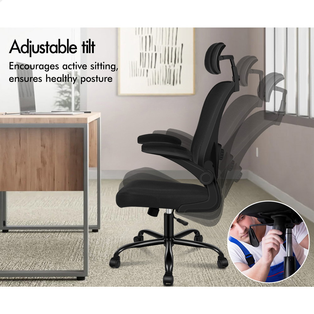 ALFORDSON Mesh Office Chair Executive Fabric Tilt Black_4