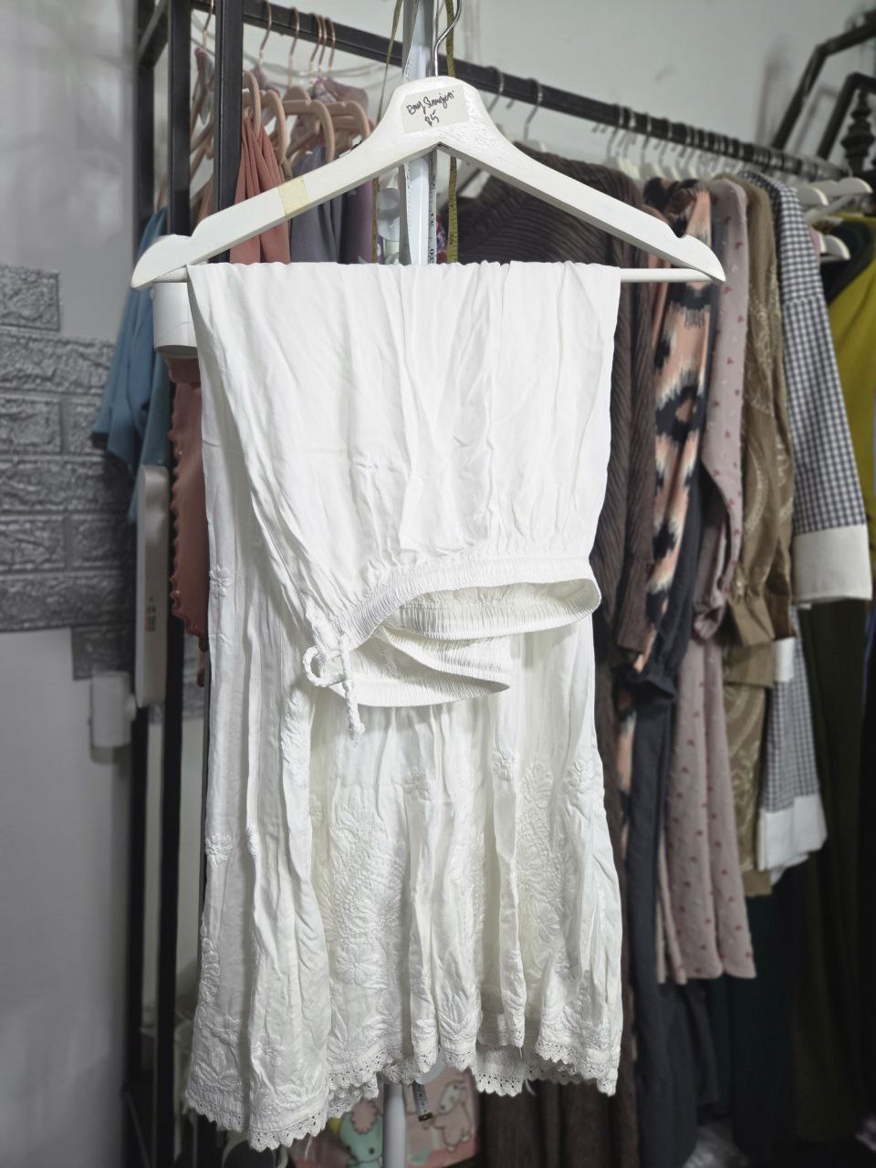 PL White Embroidery Pants, Size 40
