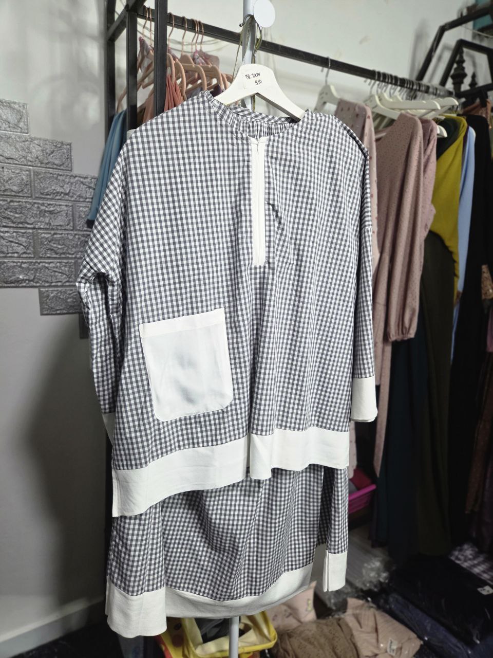 PL Black and White Checkered Skirt Set