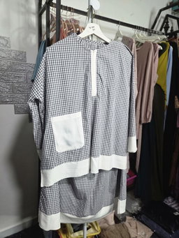 PL Black and White Checkered Skirt Set