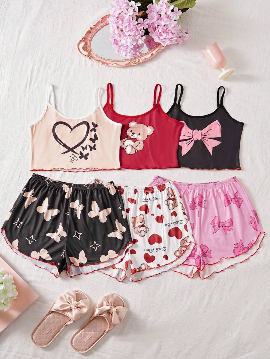 Cute Printed Camisole Sleepwear Set - Bundle Pack
