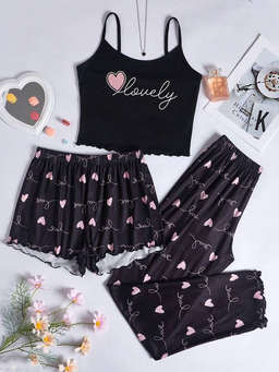 Lovely Heart Print Sleepwear Set - Bundle Pack
