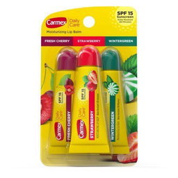 Carmex Daily Care Moisturizing Lip Balm SPF 15 – Lot de 3 (Fresh Cherry, Strawberry, Wintergreen)