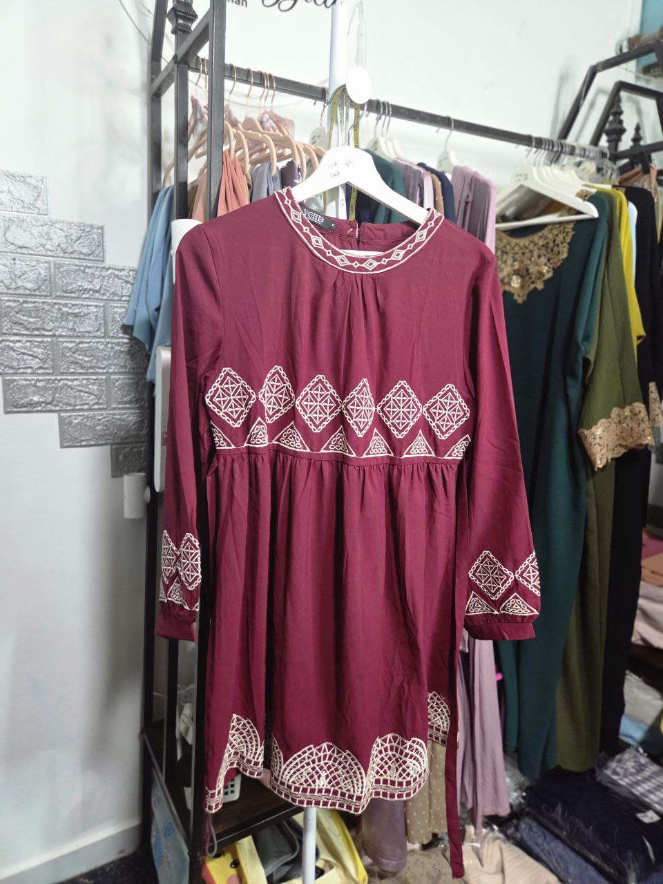 PL YCHD Maroon Embroidery Top, Size M, PTP 50