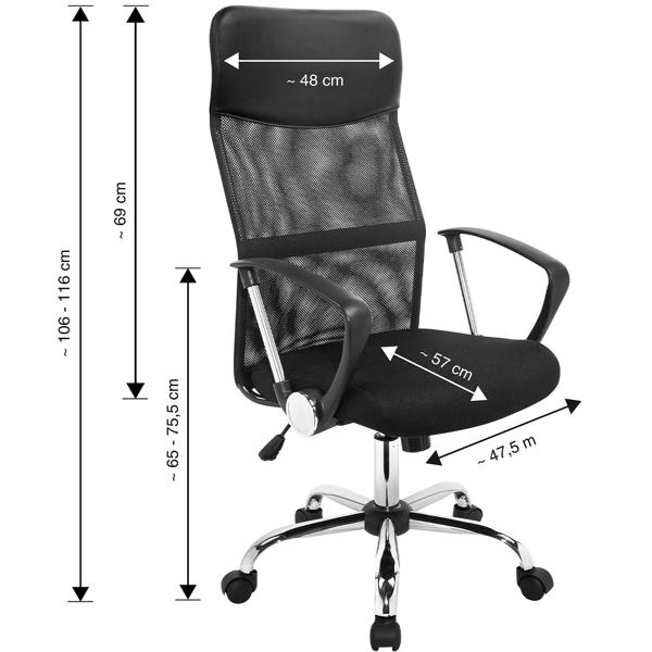 Comfortable mesh office chair: swivel, with armrests, headrest & S-backrest. Height-adjustable, black ergonomic swivel chair with castors_2