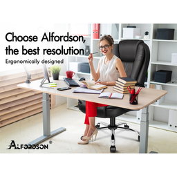 ALFORDSON Executive Office Chair PU Leather Computer Gaming Racer Black Seat