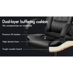ALFORDSON Executive Office Chair PU Leather Computer Gaming Racer Black Seat