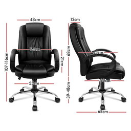 ALFORDSON Executive Office Chair PU Leather Computer Gaming Racer Black Seat