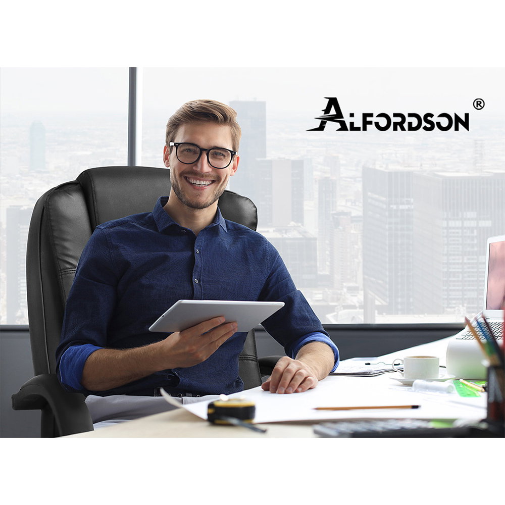 ALFORDSON Executive Office Chair PU Leather Computer Gaming Racer Black Seat_10