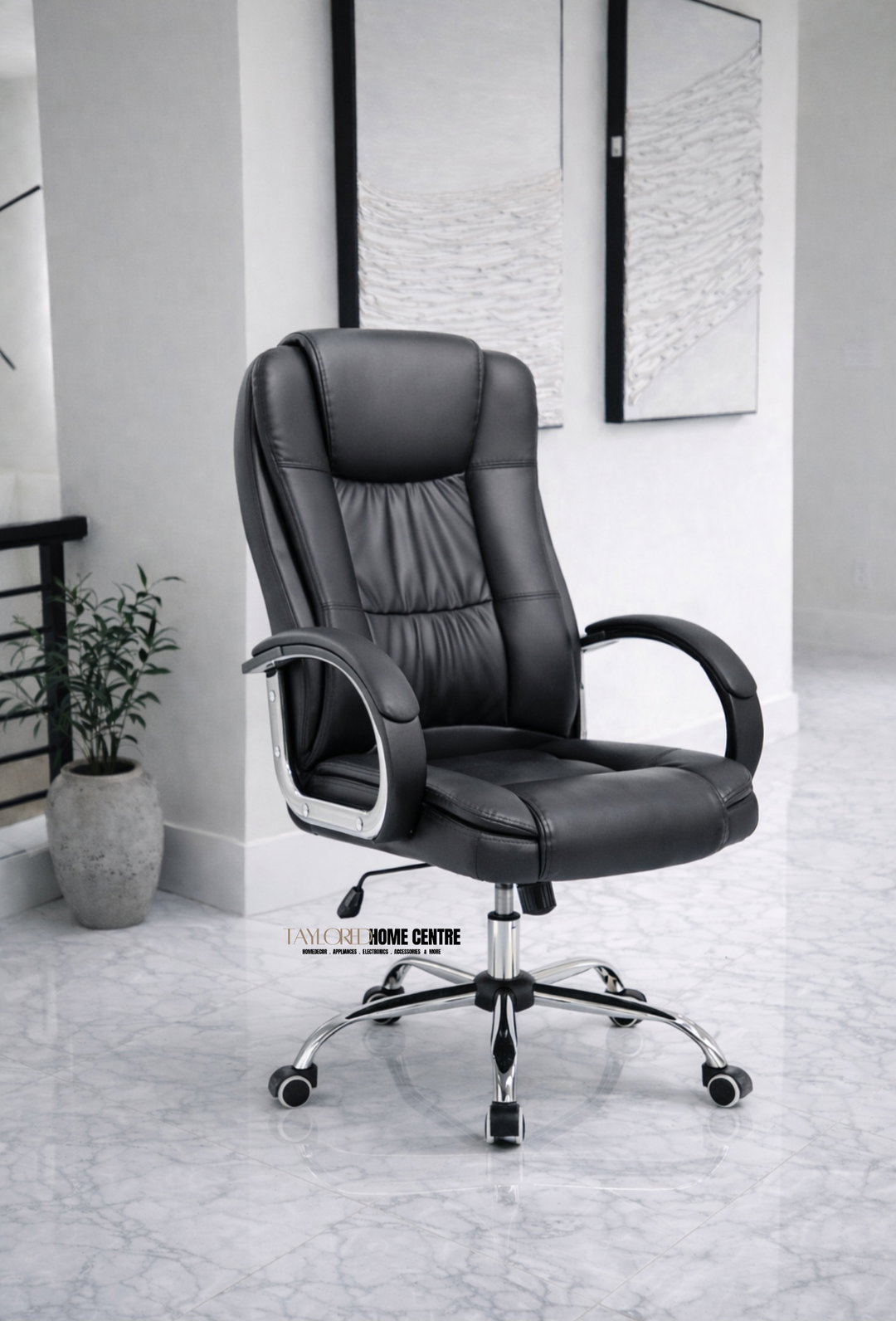 ALFORDSON Executive Office Chair PU Leather Computer Gaming Racer Black Seat
