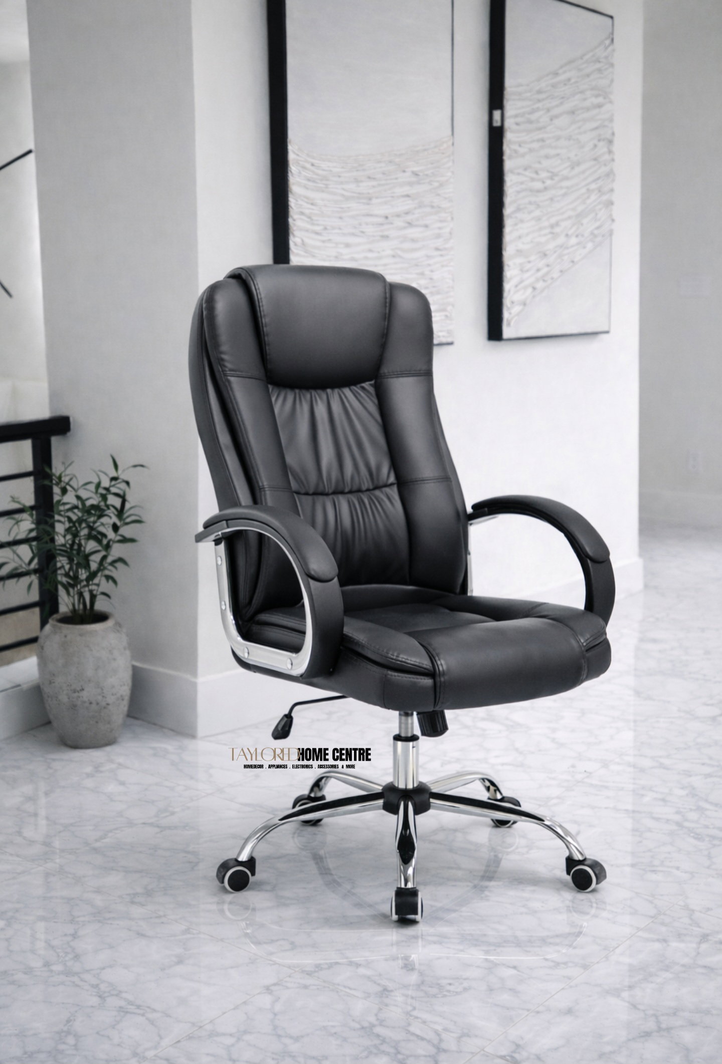 ALFORDSON Executive Office Chair PU Leather Computer Gaming Racer Black Seat