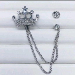 Broche de costume royale à chaîne double – Couronne argentée