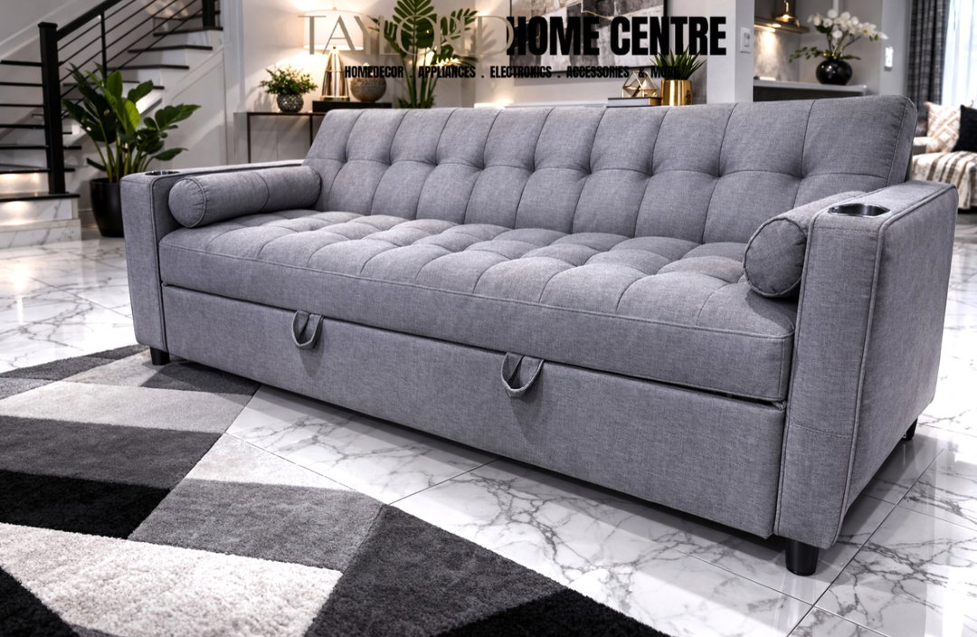 3 seater Sofa, With Pull Out Bed And Cup Holder