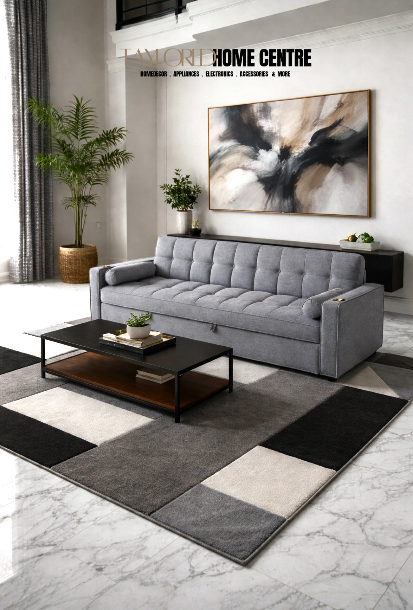 3 seater Sofa, With Pull Out Bed And Cup Holder_5