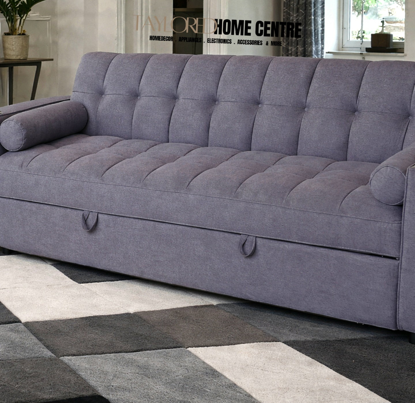 3 seater Sofa, With Pull Out Bed And Cup Holder_3