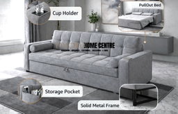 3 seater Sofa, With Pull Out Bed And Cup Holder