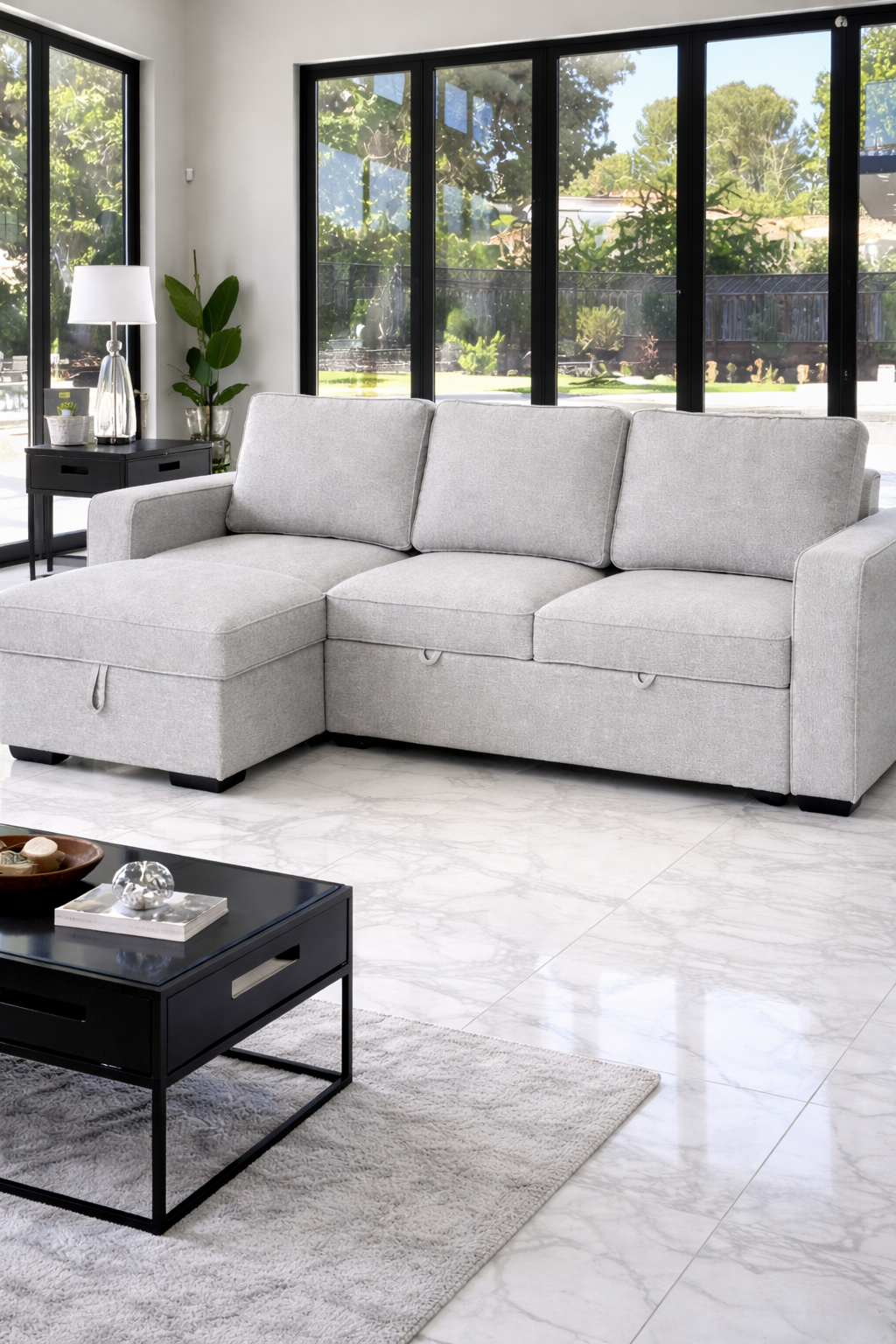 Nilkamal Shirley Lounger 2 Seater Fabric Upholstered Sofa in Choco Brown Color and Light Grey_1