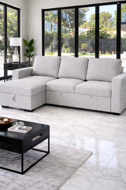 Nilkamal Shirley Lounger 2 Seater Fabric Upholstered Sofa in Choco Brown Color and Light Grey