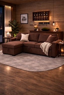 Nilkamal Shirley Lounger 2 Seater Fabric Upholstered Sofa in Choco Brown Color and Light Grey