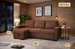 Nilkamal Shirley Lounger 2 Seater Fabric Upholstered Sofa in Choco Brown Color and Light Grey