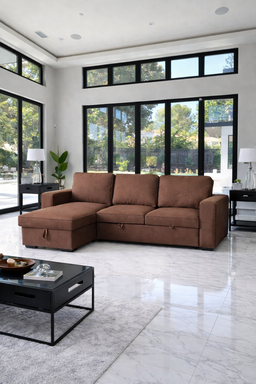 Nilkamal Shirley Lounger 2 Seater Fabric Upholstered Sofa in Choco Brown Color and Light Grey